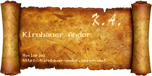 Kirnbauer Andor névjegykártya